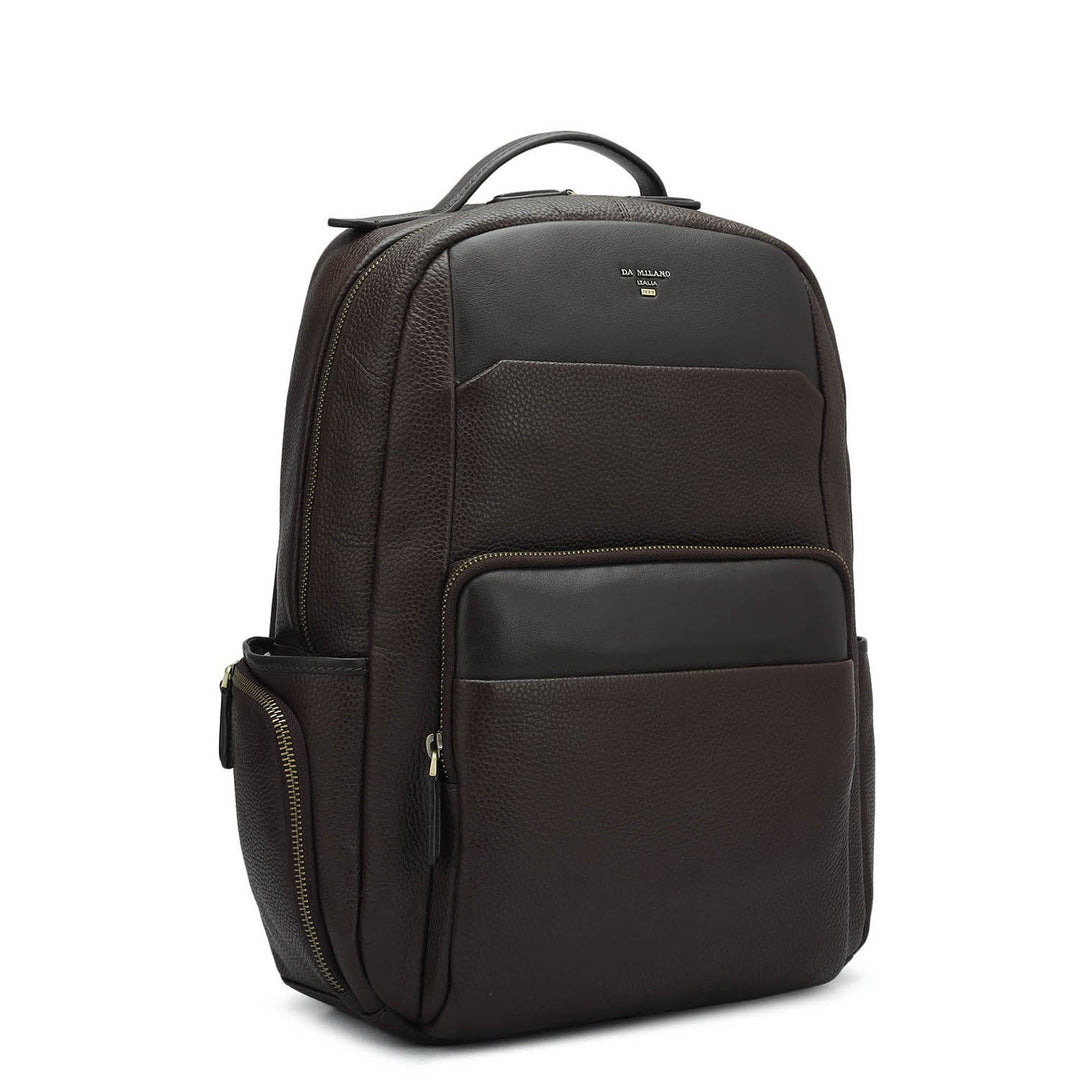 Wax Plain Leather Backpack - Chocolate