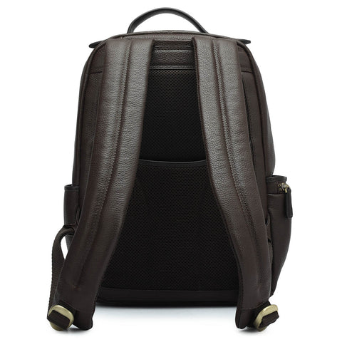 Wax Plain Leather Backpack - Chocolate