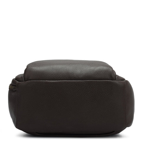 Wax Plain Leather Backpack - Chocolate