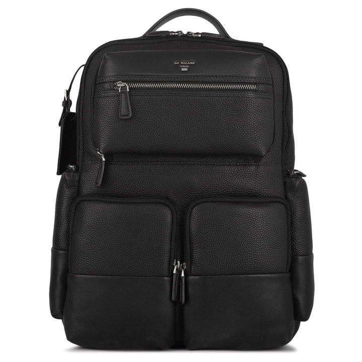 Wax Plain Leather Backpack - Black