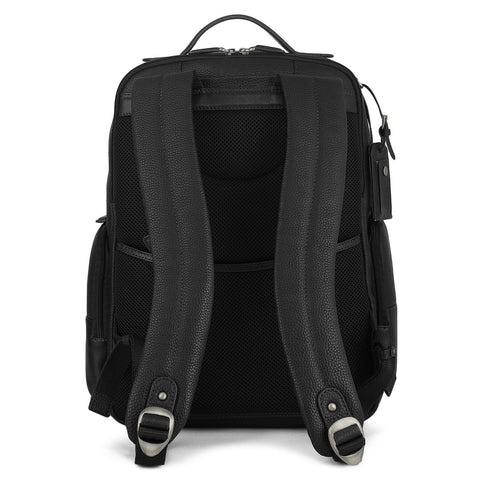 Wax Plain Leather Backpack - Black