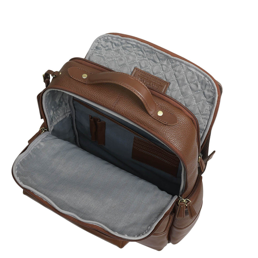 Wax Plain Leather Backpack - Espresso