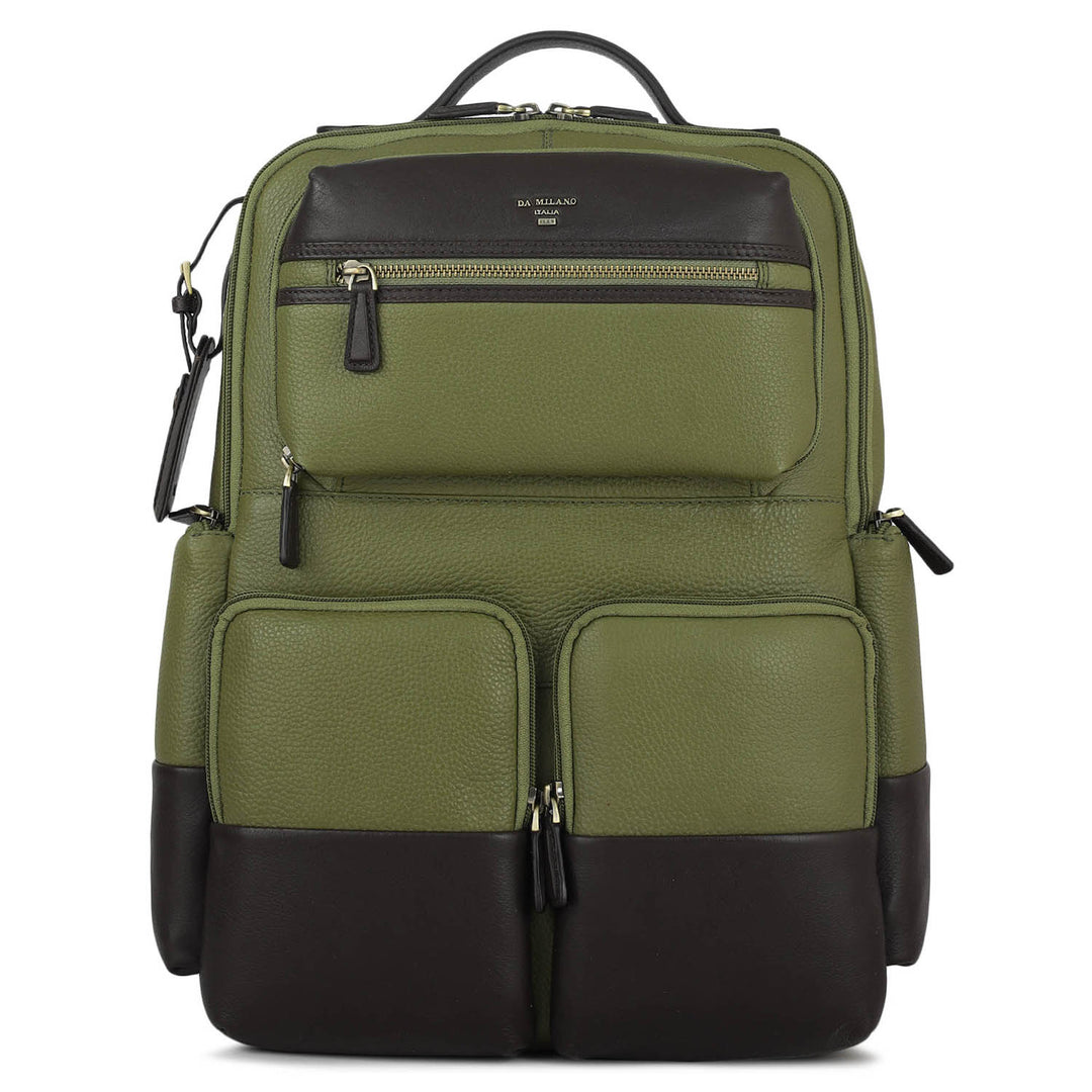 Wax Plain Leather Backpack - Fern