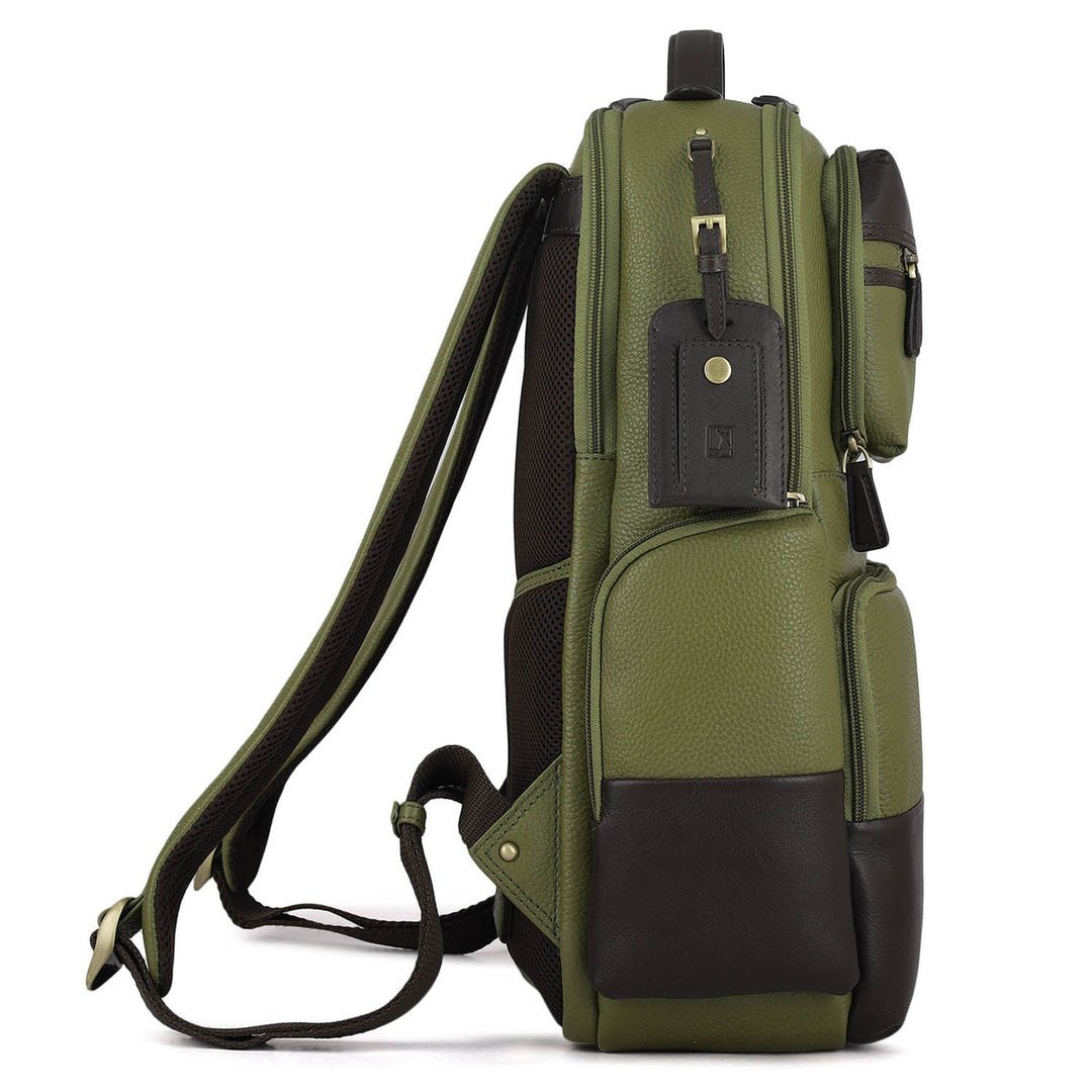 Wax Plain Leather Backpack - Fern