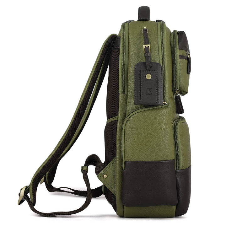 Wax Plain Leather Backpack - Fern