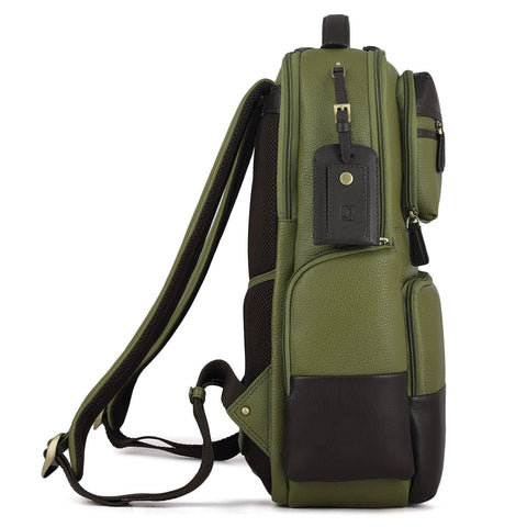 Wax Plain Leather Backpack - Fern