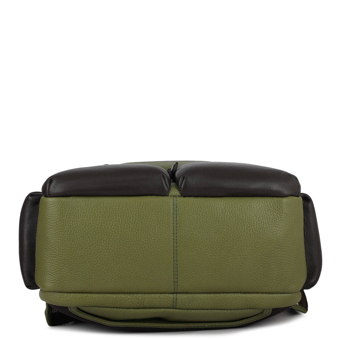 Wax Plain Leather Backpack - Fern