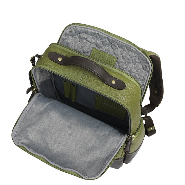 Wax Plain Leather Backpack - Fern