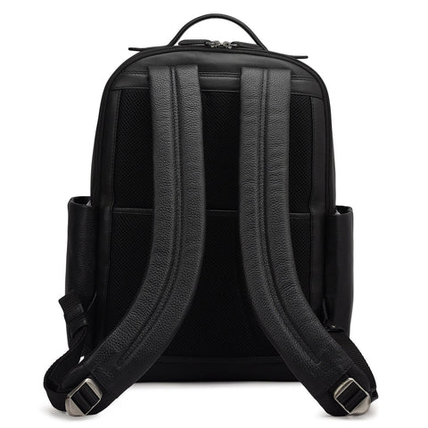 Wax Plain Leather Backpack - Black