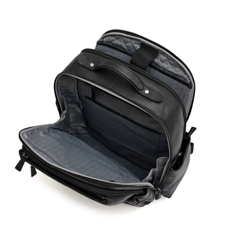 Wax Plain Leather Backpack - Black