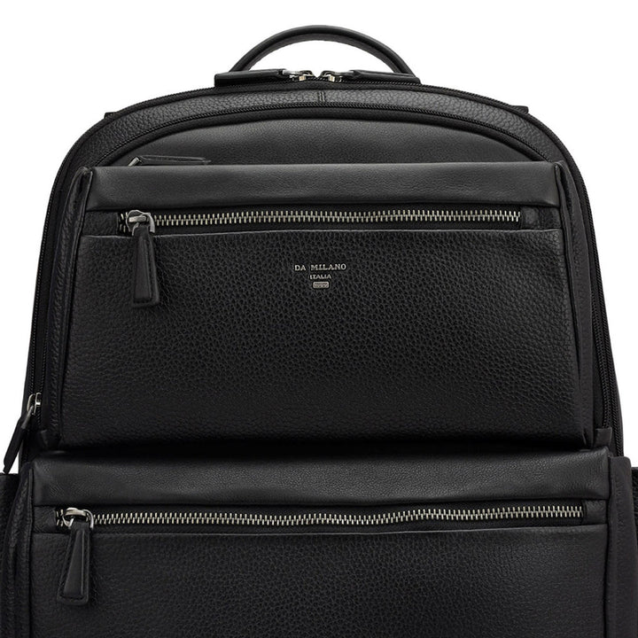 Wax Plain Leather Backpack - Black