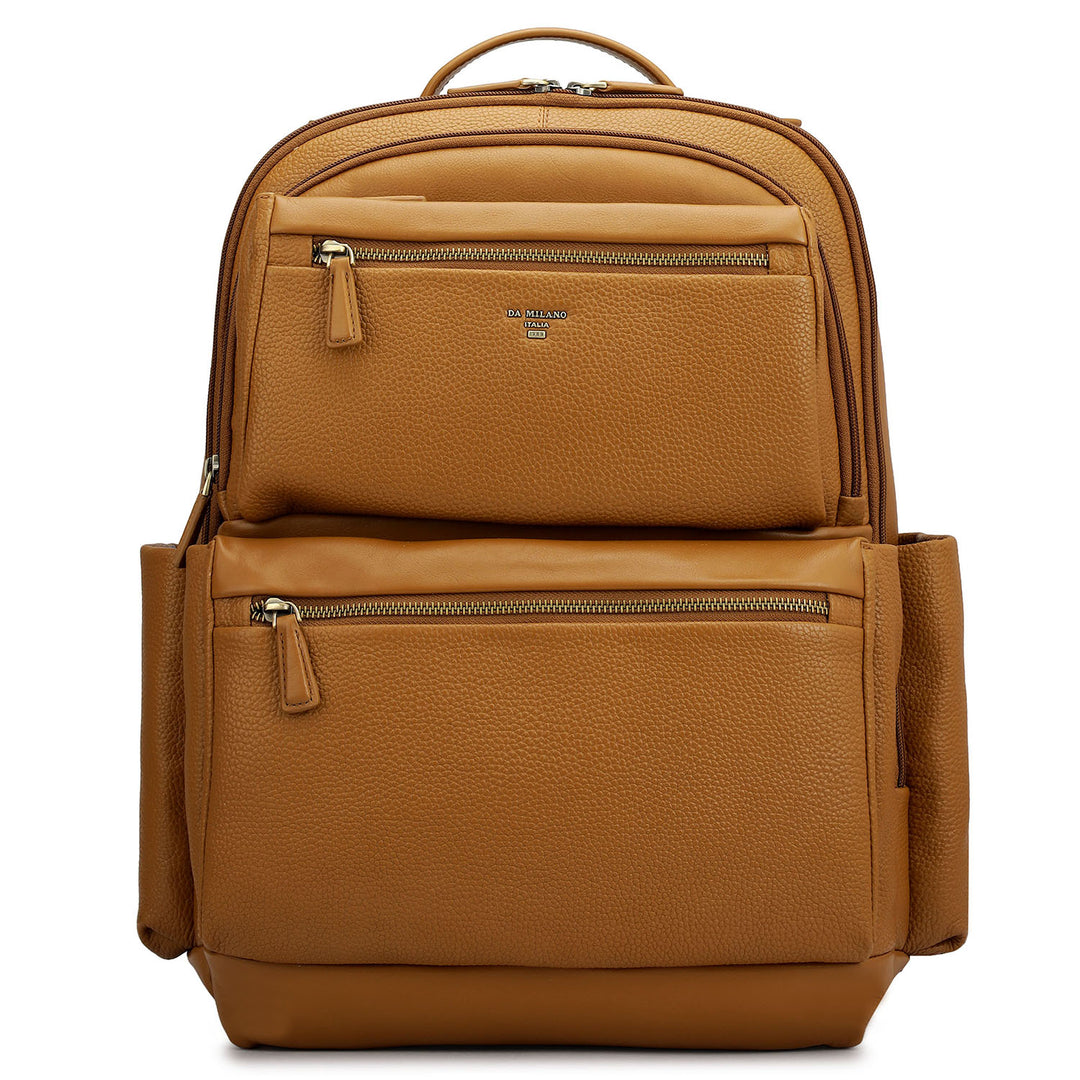 Wax Plain Leather Backpack - Caramel