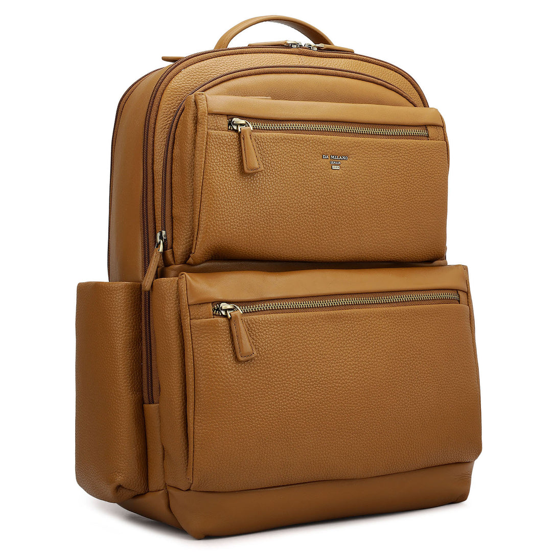 Wax Plain Leather Backpack - Caramel