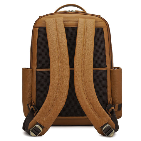 Wax Plain Leather Backpack - Caramel