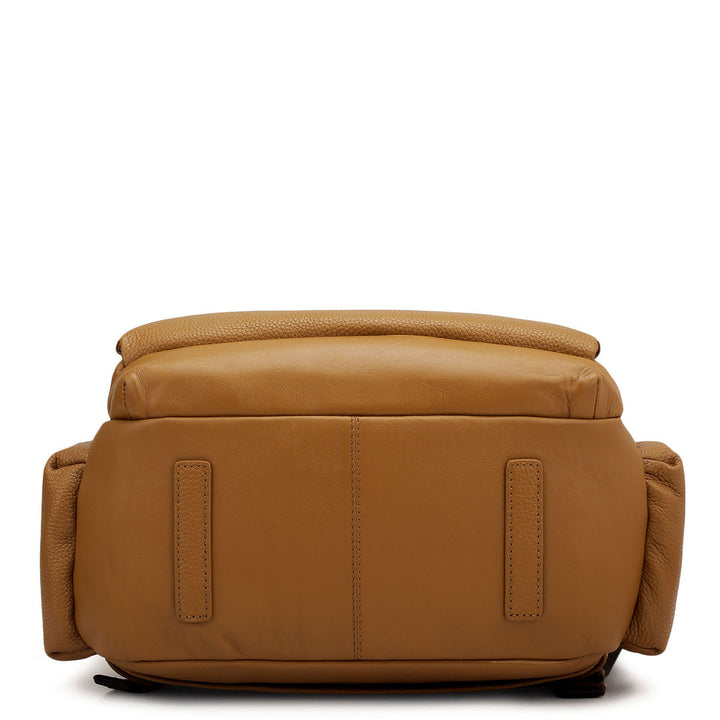 Wax Plain Leather Backpack - Caramel