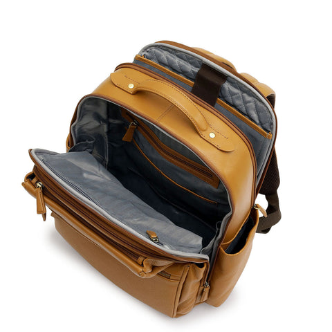 Wax Plain Leather Backpack - Caramel
