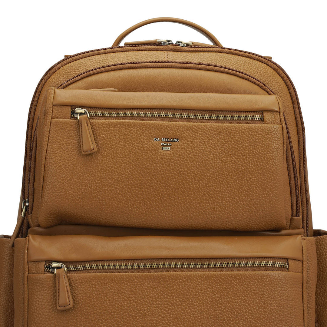 Wax Plain Leather Backpack - Caramel