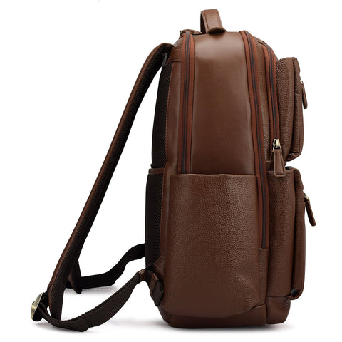 Wax Plain Leather Backpack - Espresso