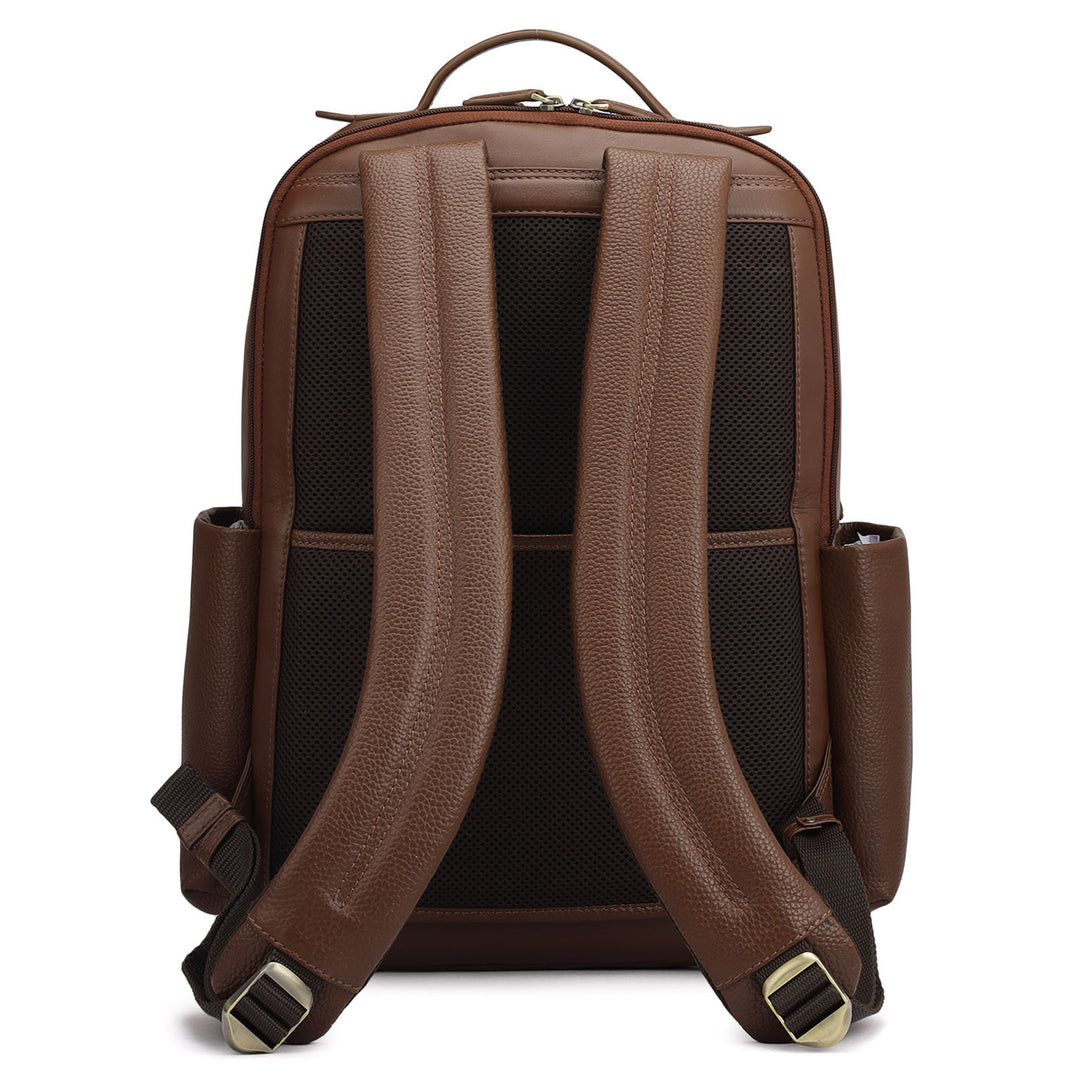 Wax Plain Leather Backpack - Espresso