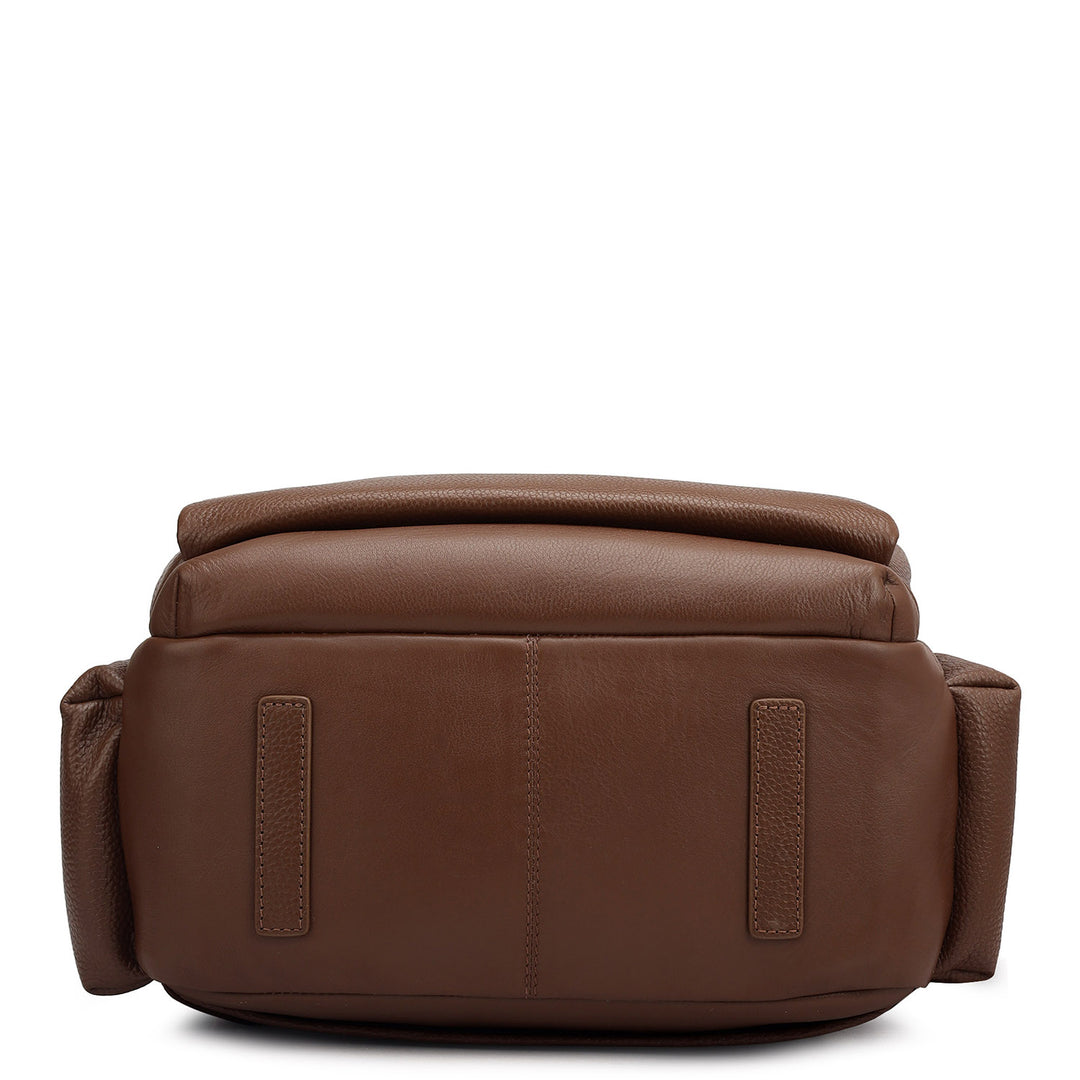 Wax Plain Leather Backpack - Espresso