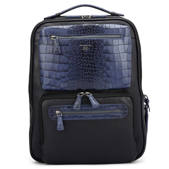 Wax Croco Leather Backpack - Black