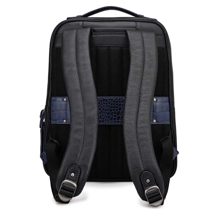 Wax Croco Leather Backpack - Black