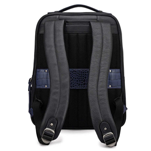 Wax Croco Leather Backpack - Black
