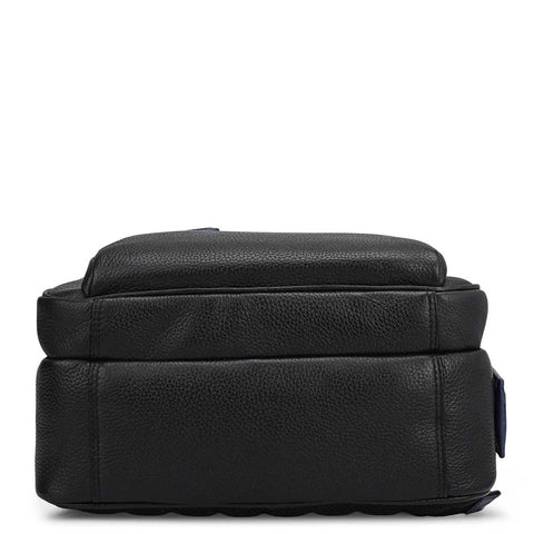 Wax Croco Leather Backpack - Black