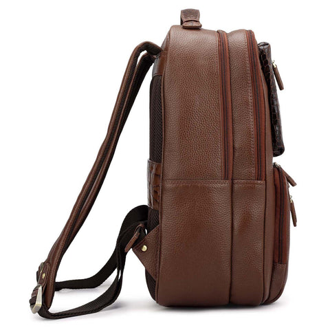 Wax Croco Leather Backpack - Espresso