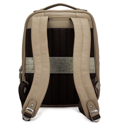 Wax Croco Leather Backpack - Greyish Taupe