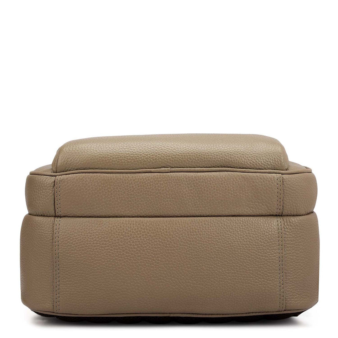 Wax Croco Leather Backpack - Greyish Taupe