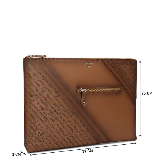Cognac Signato Leather Computer Sleeve - Upto 15"