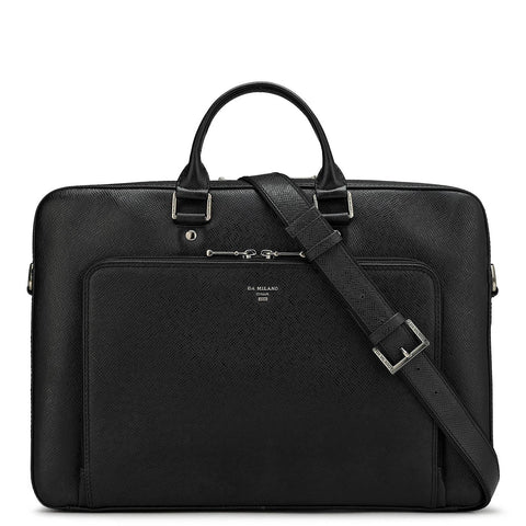 Black Franzy Leather Computer Sleeve - Upto 16"