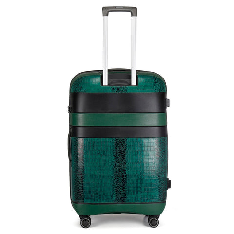 Large PC & Croco Leather Trolley - Sea Weed