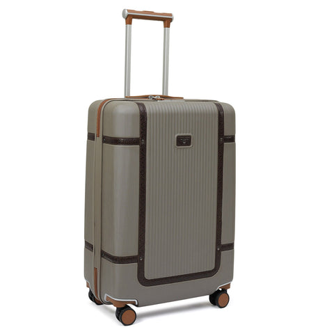 Large PC Mat Emboss Leather Trolley - Khaki & Brown