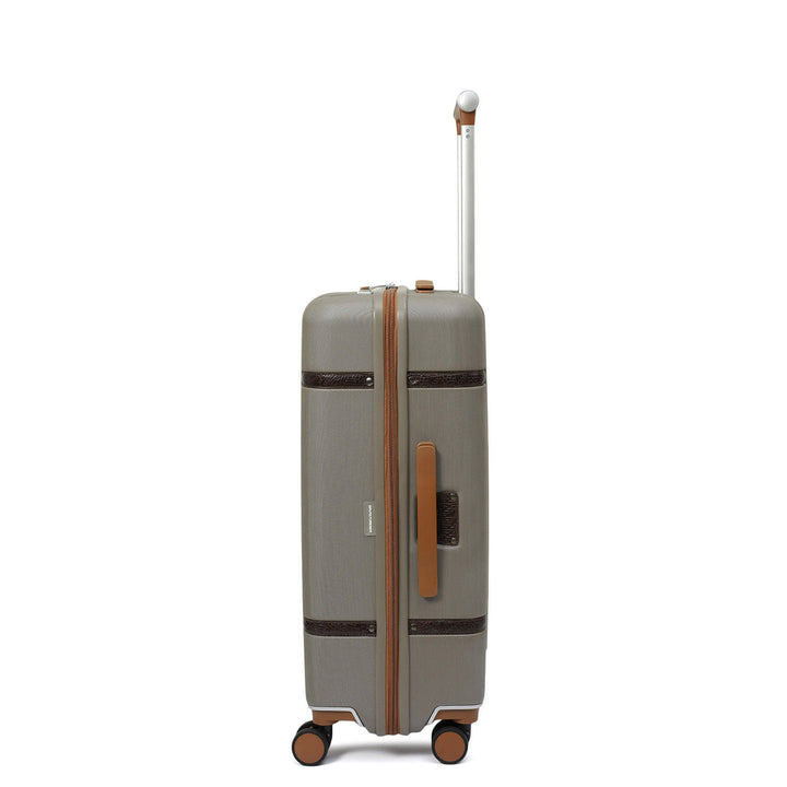 Medium PC Mat Emboss Leather Trolley - Khaki & Brown