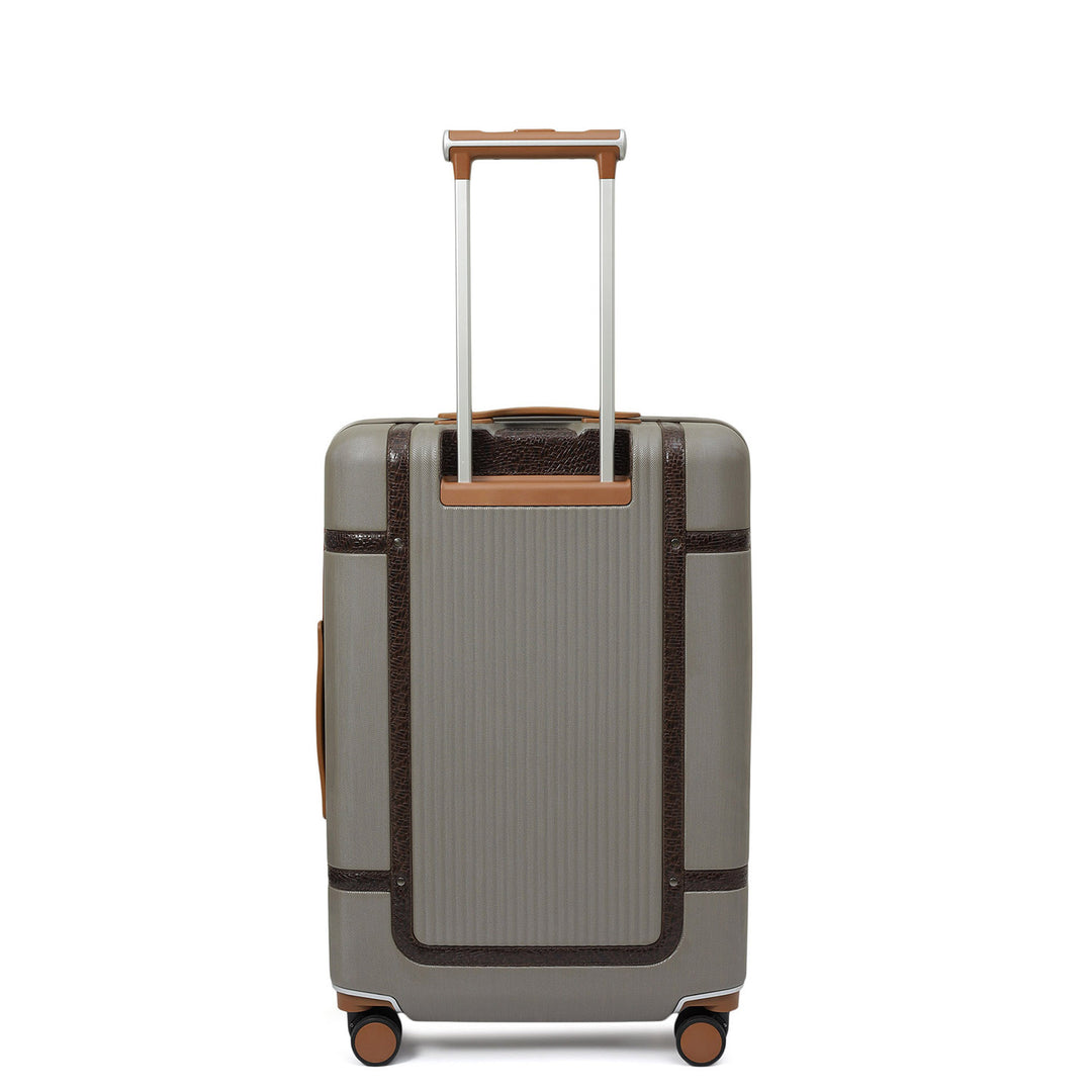 Medium PC Mat Emboss Leather Trolley - Khaki & Brown