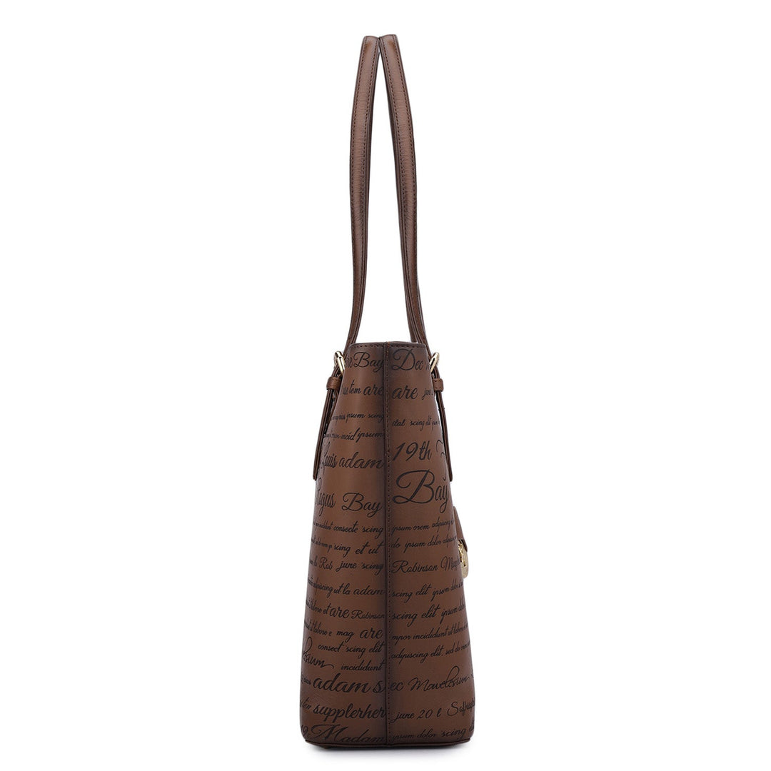 Medium Signato Leather Tote - Cognac