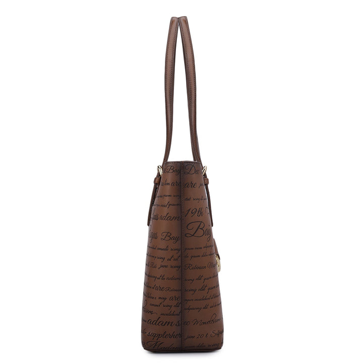 Medium Signato Leather Tote - Cognac