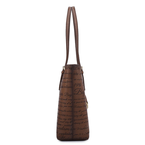 Medium Signato Leather Tote - Cognac