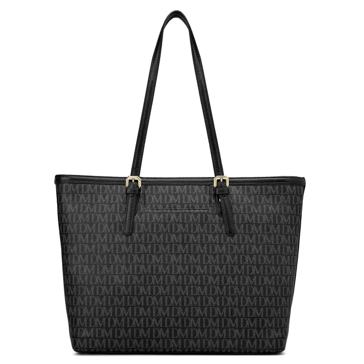 Medium Monogram Leather Tote - Black