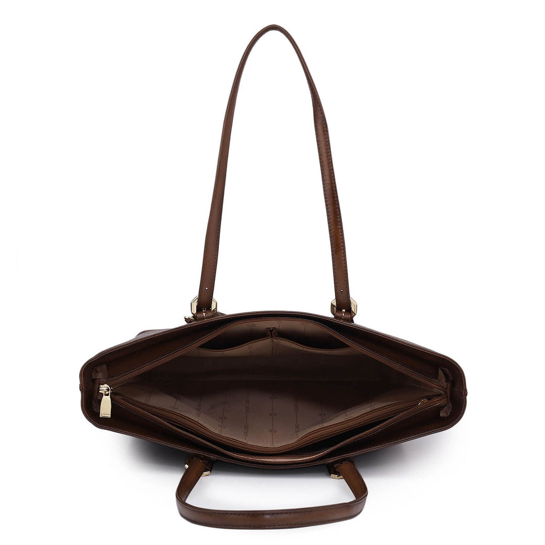 Medium Signato Leather Tote - Cognac