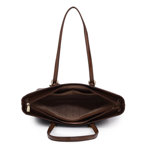 Medium Signato Leather Tote - Cognac