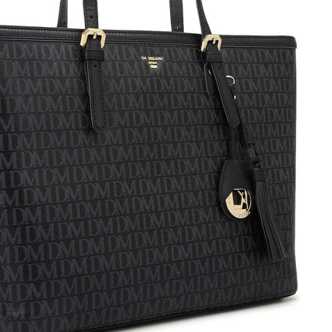 Medium Monogram Leather Tote - Black