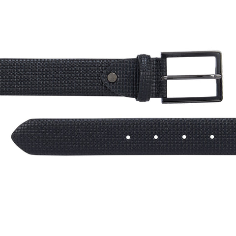 Casual Mat Emboss Leather Mens Belt - Black