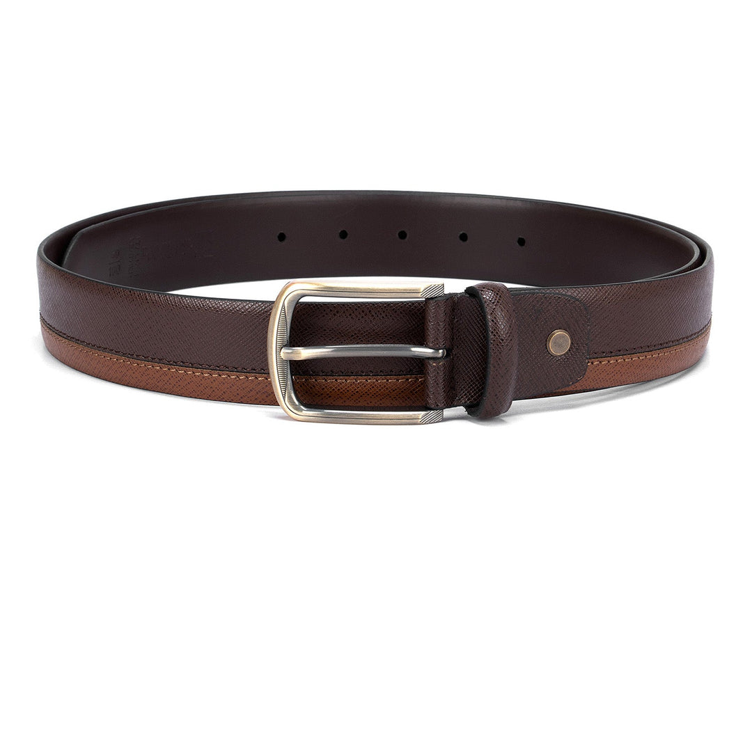 Brown & Cognac Saffiano Mens Belt