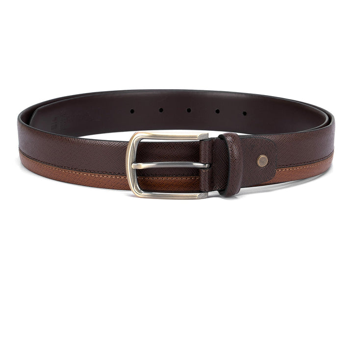 Brown & Cognac Saffiano Mens Belt