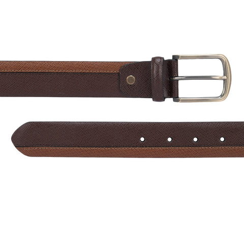 Brown & Cognac Saffiano Mens Belt