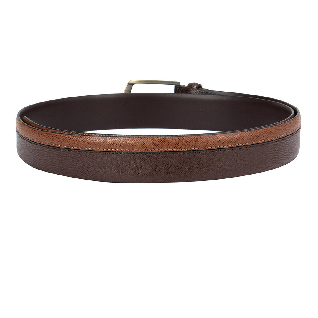 Brown & Cognac Saffiano Mens Belt