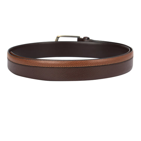 Brown & Cognac Saffiano Mens Belt